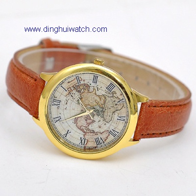 Fashion leather watch with IPG plating and leather strap Fashion leather watch with IPG plating and leather strap