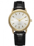 Fashion leather watch with IPG plating and leather strap