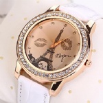 Fashion stone watch with pu strap
