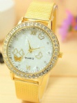 Fashion diamond watch with steel mesh strap