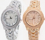 Fashion diamond watch with metal strap