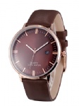 Genuine leather watch with calendar and UP index