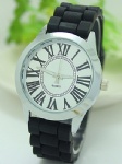 Alloy watch with silicone strap and Roman numerals