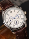 Leather strap watch with alloy case and decorate eyes on dial