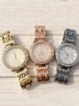 Alloy case and strap watch with stone