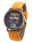 Gunmetal alloy case leather strap watch